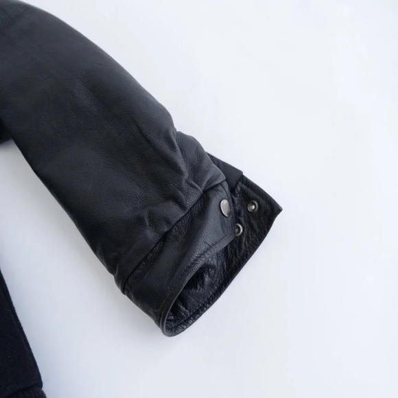 VTG Concord Coordinates Black Jutzi Limited Logo Leather And Wool Varsity Bomber - Picture 6 of 12